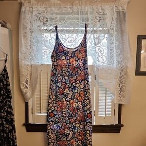 Jolie Pink and Blue Slip Midi Dress